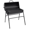 Kép 1/8 - Fekete acél henger alakú grillsütő 2 sütőráccsal 80x95x90 cm