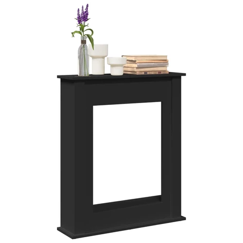 Fekete szerelt fa kandallóburkolat 75 x 20 x 87,5 cm